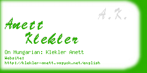 anett klekler business card